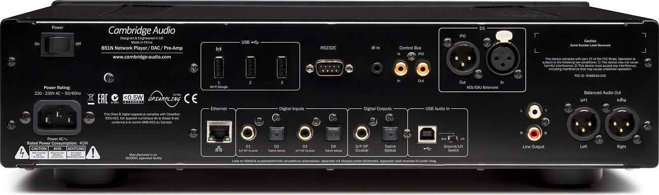 Cambridge Audio Azur 851N zilver - achterkant - Audio streamer