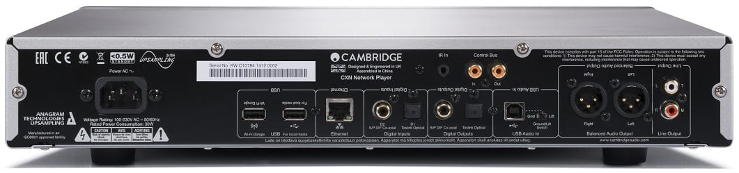 Cambridge Audio CXN zilver - achterkant - Audio streamer