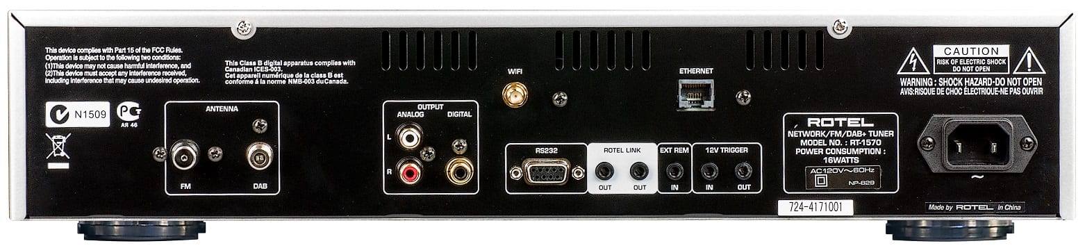 Rotel RT-1570 zilver - achterkant - Audio streamer