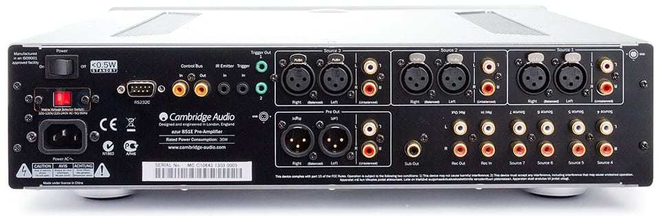 Cambridge Audio Azur 851E zwart - achterkant - Voorversterker