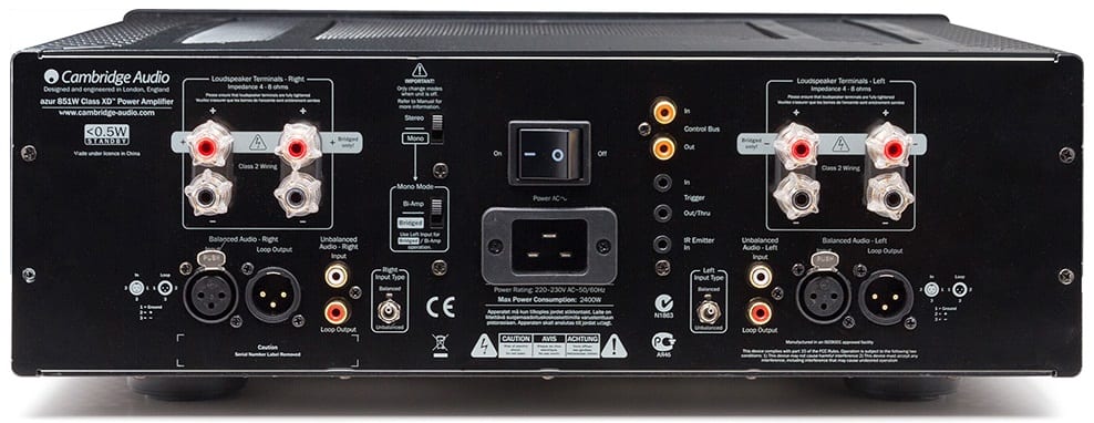 Cambridge Audio Azur 851W zilver - achterkant - Eindversterker