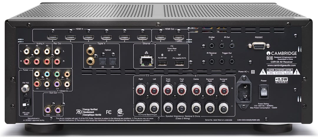 Cambridge Audio CXR120 zwart - achterkant - AV Receiver