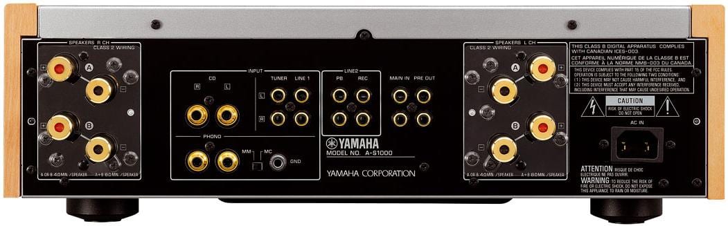 Yamaha A-S1000 zilver/zwart hoogglans - achterkant - Stereo versterker
