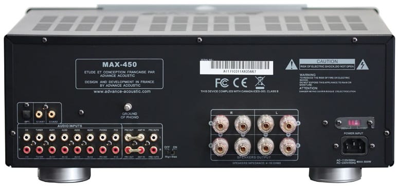 Advance Acoustic MAX 450 - achterkant - Stereo versterker