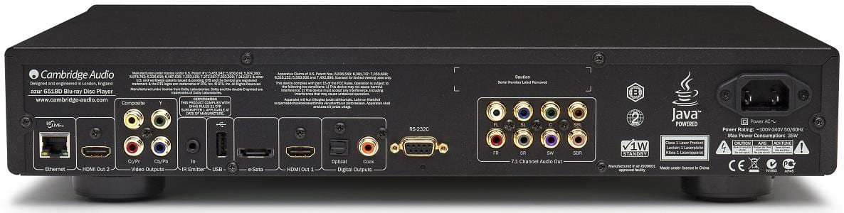 Cambridge Audio Azur 651BD zwart - achterkant - Blu ray speler
