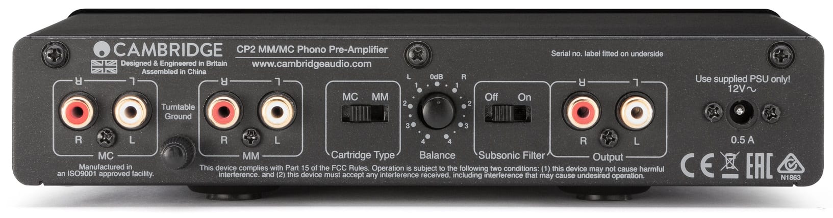 Cambridge Audio CP2 zwart - achterkant - Phono voorversterker