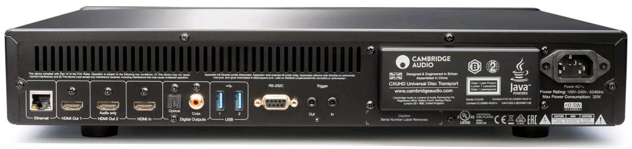 Cambridge Audio CXUHD - achterkant - Blu ray speler
