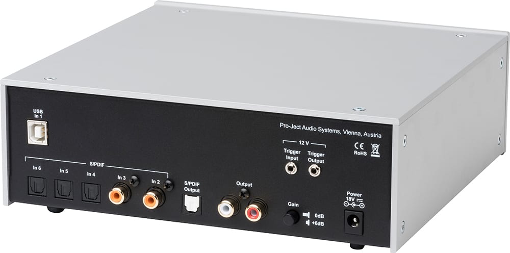 Pro-Ject Dac Box DS2 Ultra zilver/walnoot - achterkant - DAC