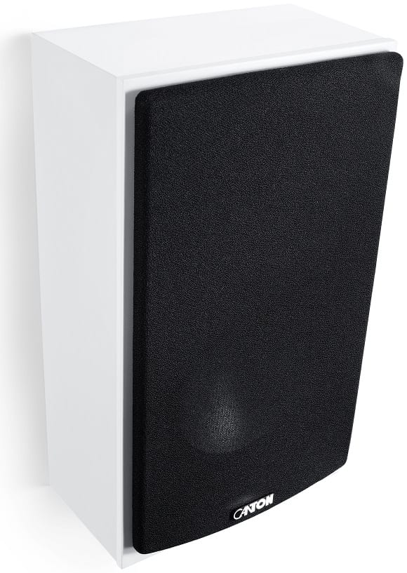 Canton GLE 416.2 wit - zij frontaanzicht met grill - Surround speaker
