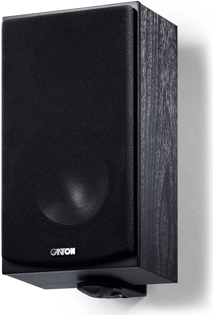 Canton GLE 416.2 PRO zwart - zij frontaanzicht met grill - Surround speaker