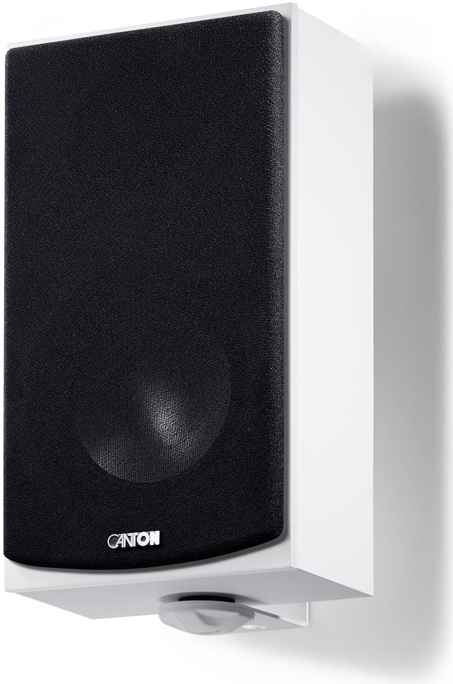 Canton GLE 416.2 PRO wit - zij frontaanzicht met grill - Surround speaker
