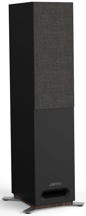 Jamo Studio S 805 zwart - zij frontaanzicht met grill - Zuilspeaker