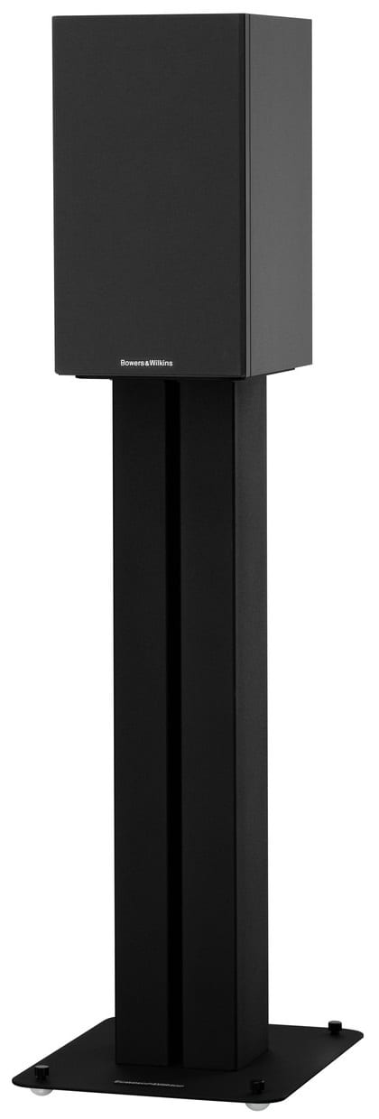 Bowers & Wilkins 607 zwart - zij frontaanzicht met grill - Boekenplank speaker
