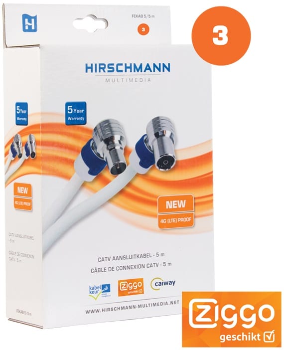 Hirschmann Fekab 5 5,0 m. - verpakking - TV accessoire