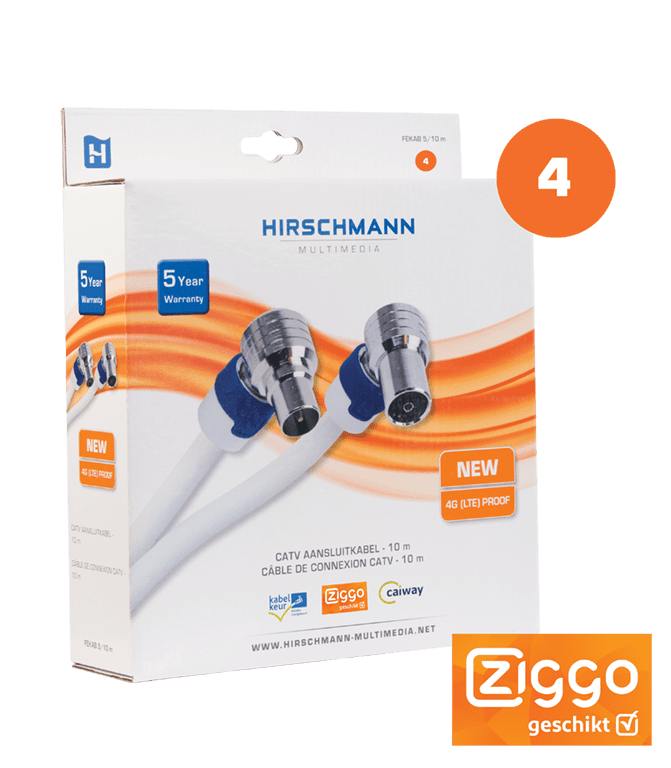 Hirschmann Fekab 5 10,0 m. - verpakking - TV accessoire