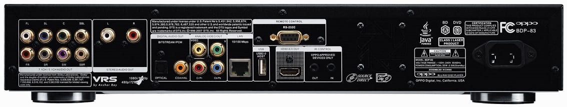 Oppo BDP-83 S.E. zwart - achterkant - Blu ray speler