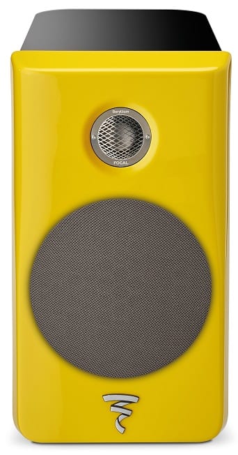 Focal Kanta N°1 black hg / yellow hg - frontaanzicht met grill - Boekenplank speaker