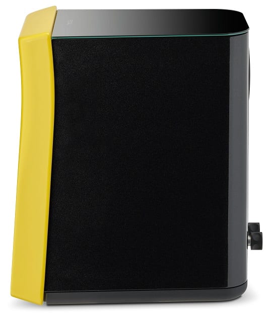 Focal Kanta N°1 black hg / yellow hg - zijaanzicht zonder grill - Boekenplank speaker