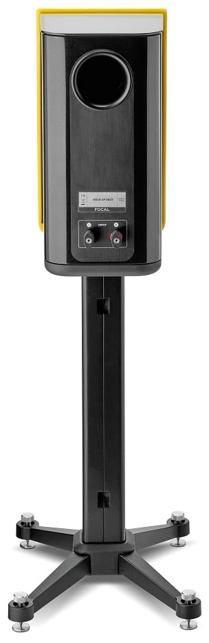 Focal Kanta N°1 black hg / yellow hg - achteraanzicht op standaard - Boekenplank speaker