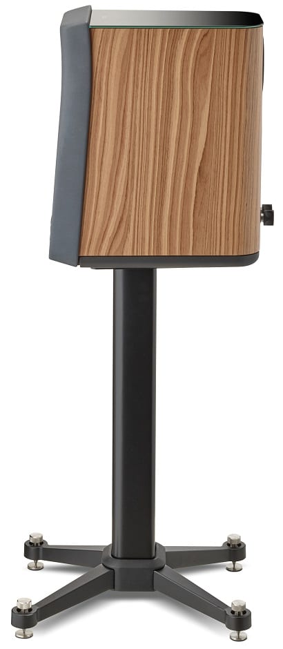 Focal Kanta 1 walnut mat / dark grey mat - zijaanzicht zonder grill op standaard - Boekenplank speaker