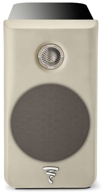 Focal Kanta N°1 walnut mat / ivory mat - frontaanzicht met grill - Boekenplank speaker