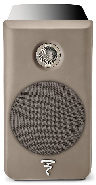 Focal Kanta N°1 walnut mat / taupe mat - frontaanzicht met grill - Boekenplank speaker