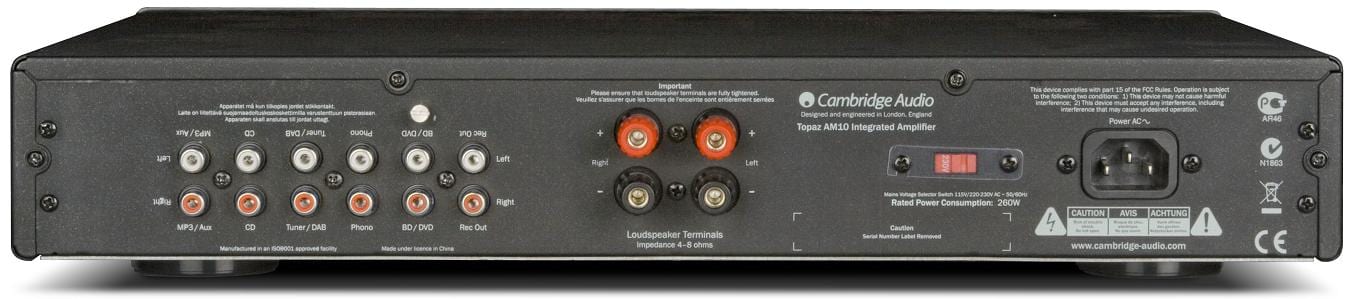 Cambridge Audio Topaz AM10 zwart - achterkant - Stereo versterker