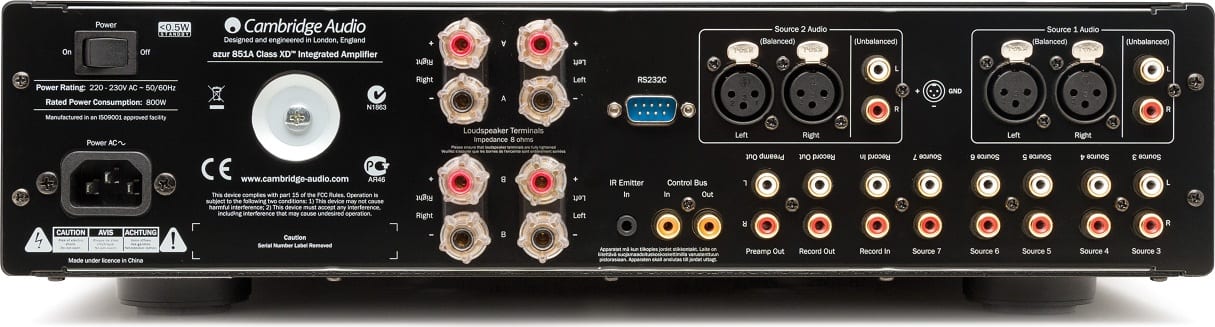 Cambridge Audio Azur 851A zwart - achterkant - Stereo versterker