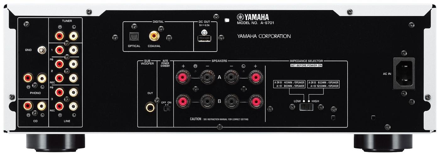 Yamaha A-S701 zilver - achterkant - Stereo versterker