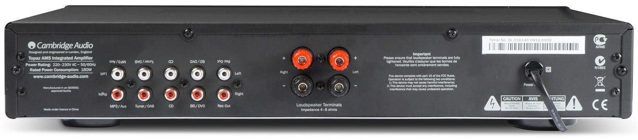 Cambridge Audio Topaz AM5 zwart - achterkant - Stereo versterker