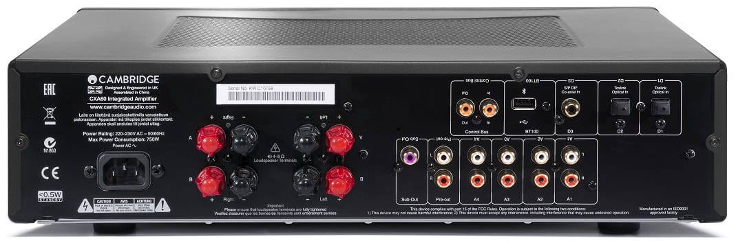 Cambridge Audio CXA60 zwart - achterkant - Stereo versterker