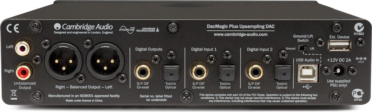 Cambridge Audio DacMagic Plus zwart - achterkant - DAC