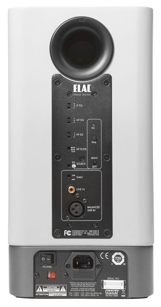 Elac Navis ARB-51 wit hoogglans - achterkant - Actieve speaker