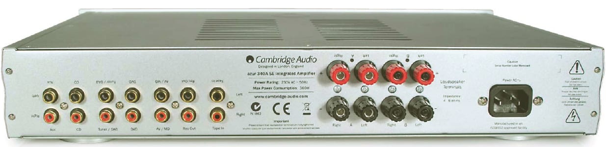 Cambridge Audio 340A S.E. zwart - achterkant - Stereo versterker