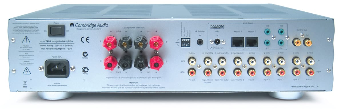 Cambridge Audio 740A zilver - achterkant - Stereo versterker