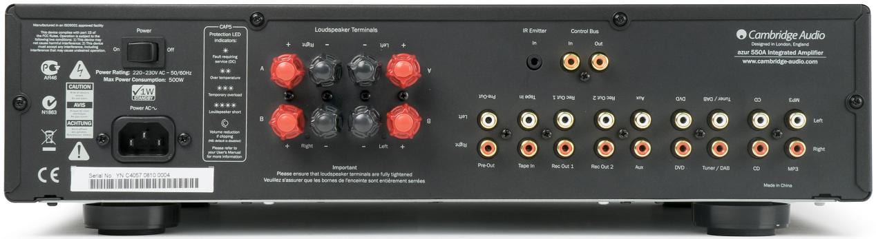 Cambridge Audio 550A zilver - achterkant - Stereo versterker