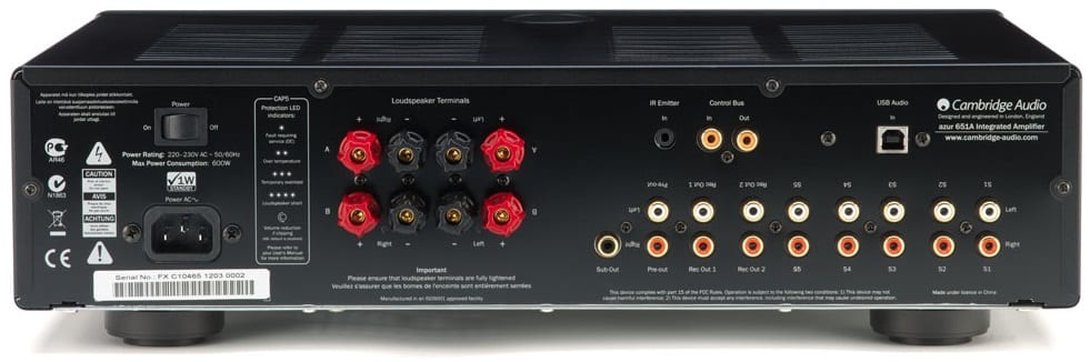 Cambridge Audio Azur 651A zwart - achterkant - Stereo versterker