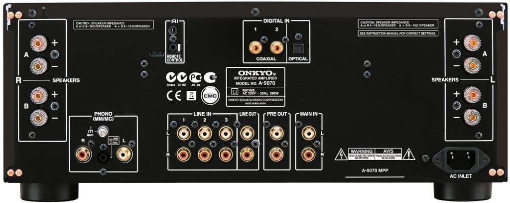 Onkyo A-9070 zwart - achterkant - Stereo versterker