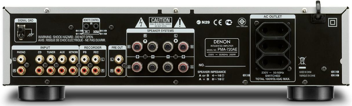 Denon PMA-720AE zilver - achterkant - Stereo versterker
