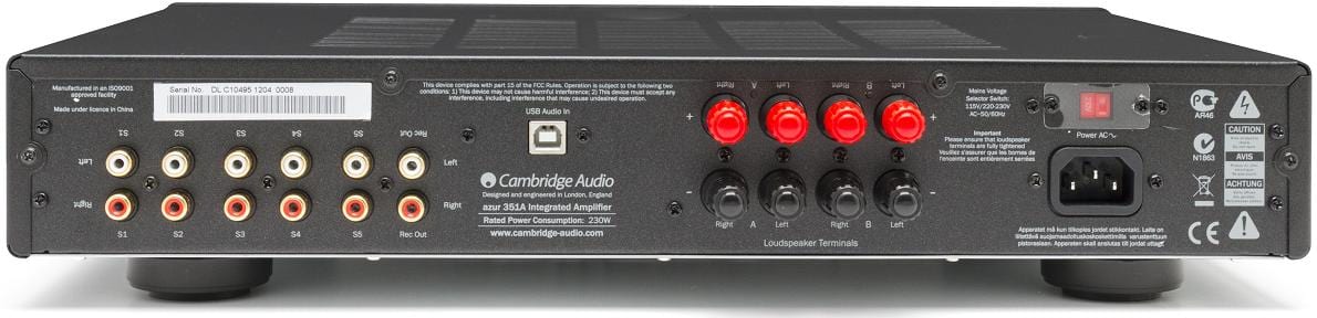 Cambridge Audio Azur 351A zwart - achterkant - Stereo versterker