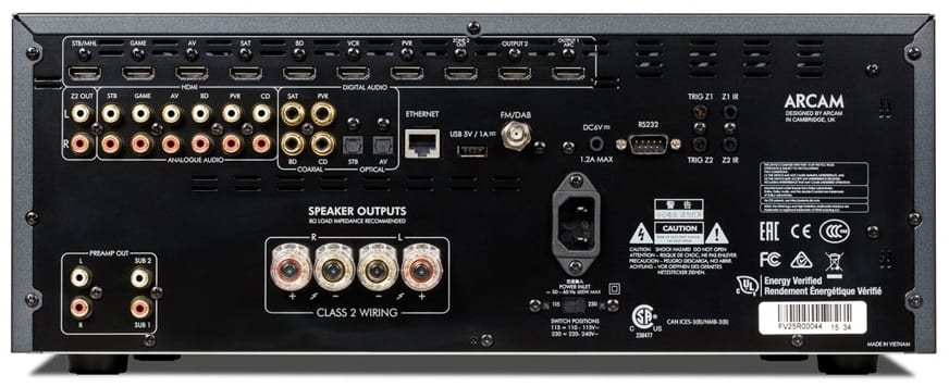 Arcam SR250 - achterkant - Stereo receiver
