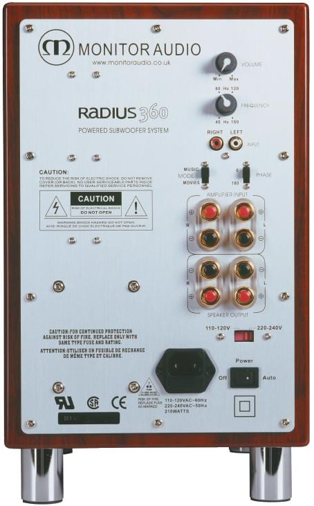 Monitor Audio Radius R360 kersen - achterkant - Subwoofer