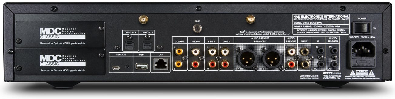 NAD C658 graphite - achterkant - Audio streamer