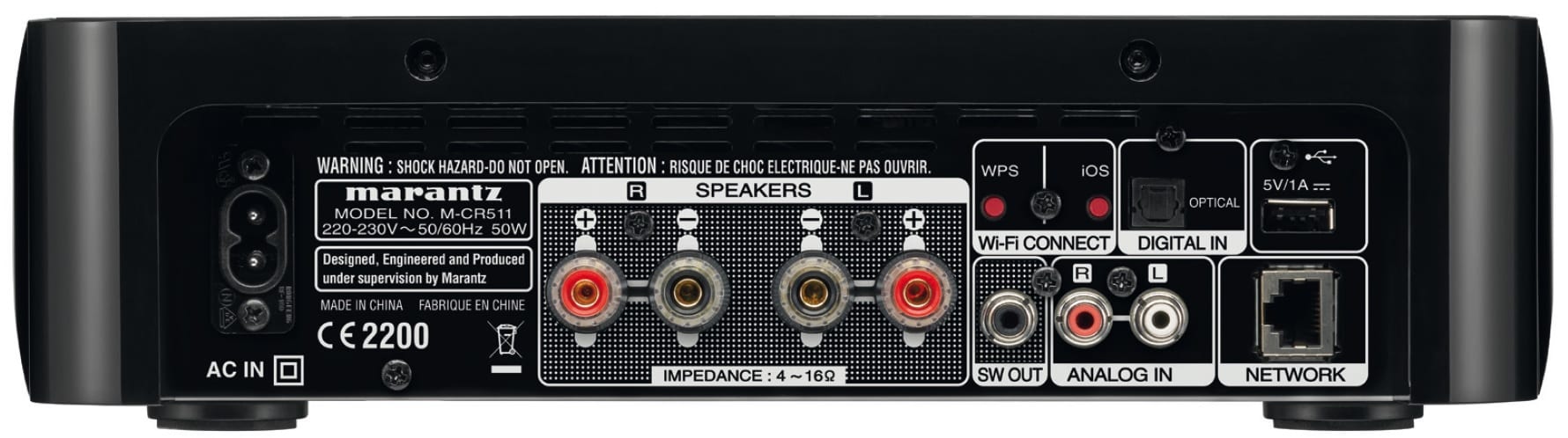 Marantz M-CR511 zwart - achterkant - Stereo receiver