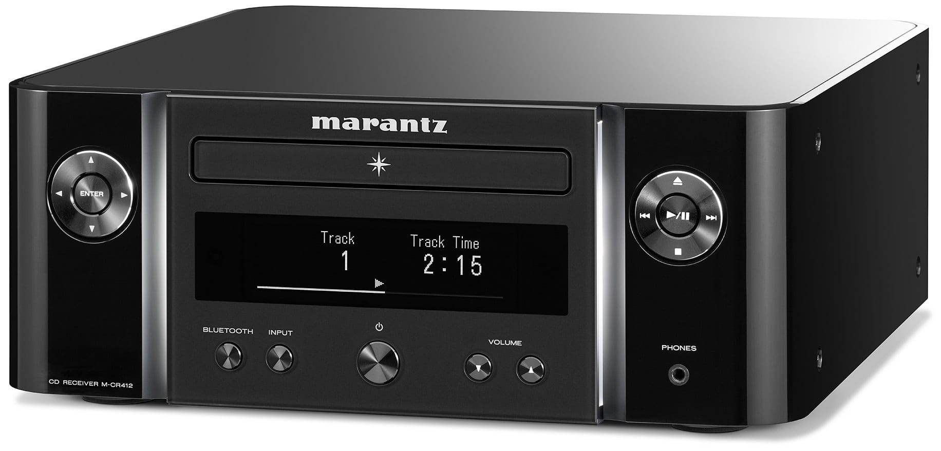 Marantz M-CR412 zwart - zij frontaanzicht - Stereo receiver