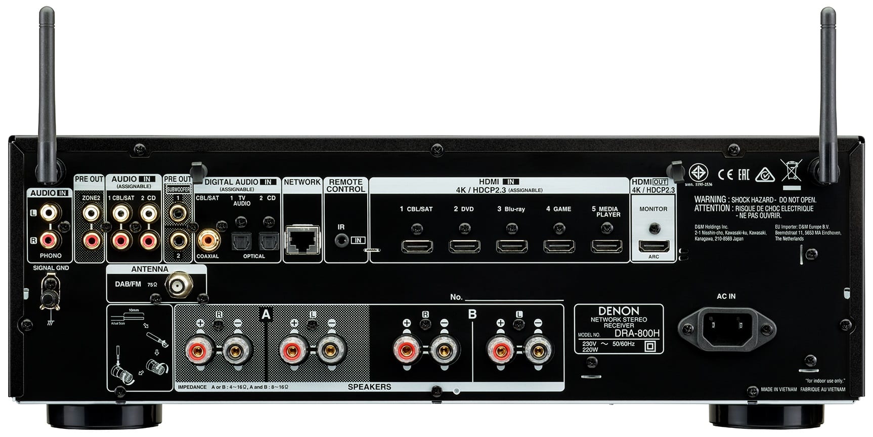 Denon DRA-800H zwart - achterkant - Stereo receiver