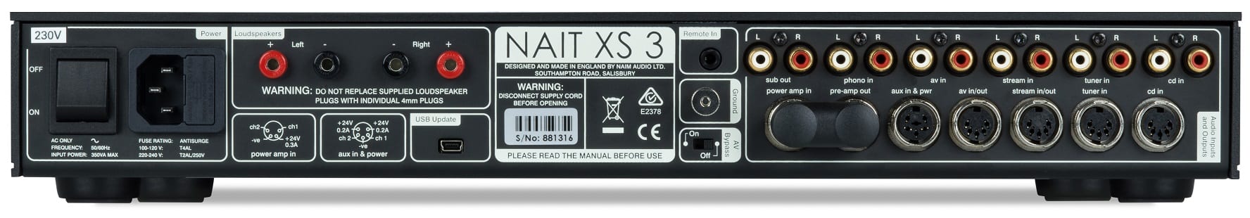 Naim Nait XS 3 - achterkant - Versterker