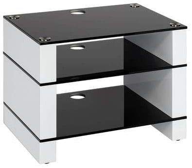 Blok STAX 450 wit / zwart glas - Audio meubel