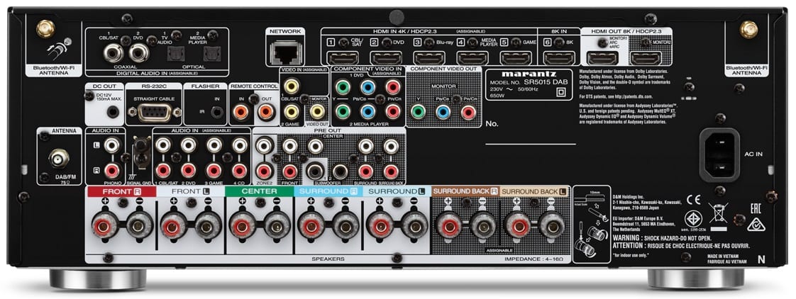 Marantz SR5015 DAB zwart - achterkant - AV Receiver