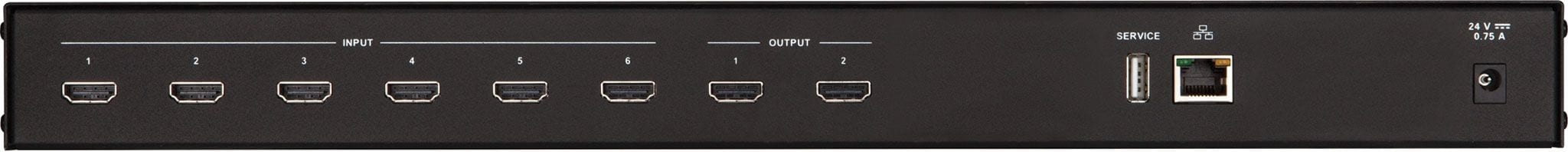 Crestron HD-MD6X2-4K-E - achterkant - HDMI switch